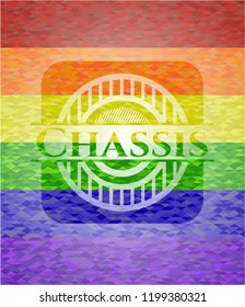 Chassis emblem on mosaic background with the colors of the LGBT flag