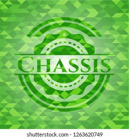 Chassis green emblem with triangle mosaic background