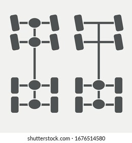 símbolo de símbolo del vector del icono del chasis para el diseño