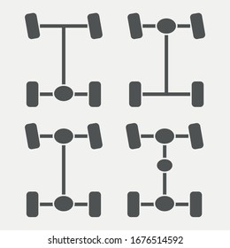 símbolo de símbolo del vector del icono del chasis para el diseño