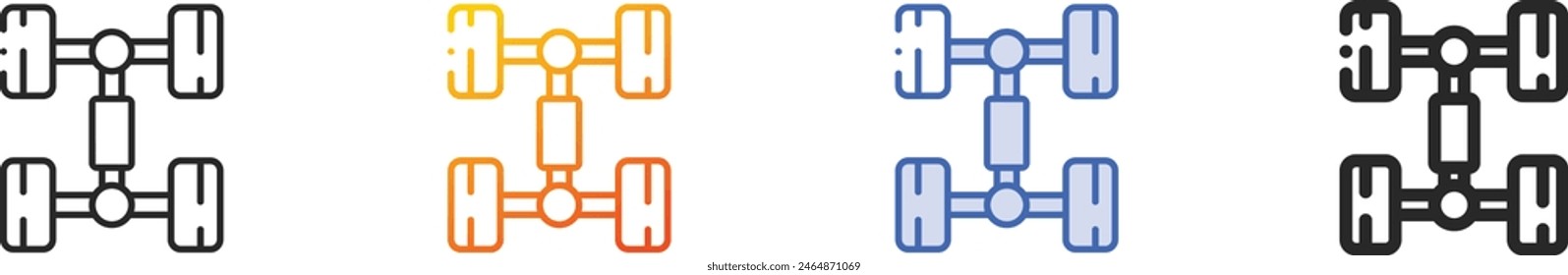 chassis icon.Thin Linear, Gradient, Blue Stroke and bold Style Design Isolated On White Background