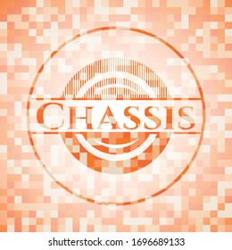 Emblema de mosaico de color naranja del chasis. Ilustración vectorial. Detallado.
