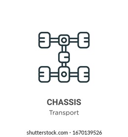 Chassis outline vector icon. Thin line black chassis icon, flat vector simple element illustration from editable transport concept isolated stroke on white background