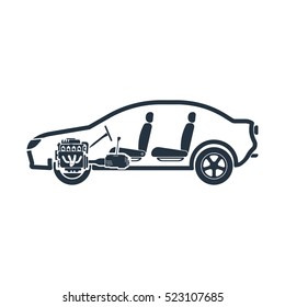 Chassis, Shaft, Side, Steering, Car Plane, Isolated Icon On White Background, Auto Service, Car Repair