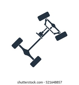 chassis, steering rack, isolated icon on white background, auto service, repair, car detail 