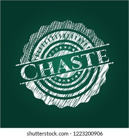 Chaste on chalkboard