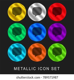 Chat 9 color metallic chromium icon or logo set including gold and silver