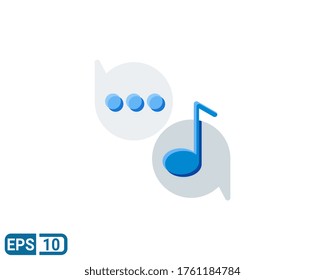 chat about music icon in flat style isolated on white background. Editable color. EPS 10 