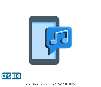 charlar sobre el icono de la música en estilo plano. ilustración vectorial para diseño gráfico, sitio web, interfaz de usuario aislada en fondo blanco. EPS 10