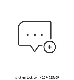 chat add editable stroke line icon, communication icon