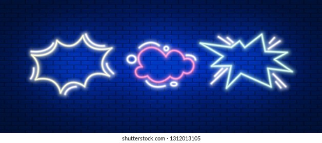 Chat , advertise in neon light effect. Vector illustration design.