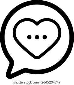 Chat of Affection: A heart symbol, representing love and affection, within a speech bubble. conveying messages of care and connection.