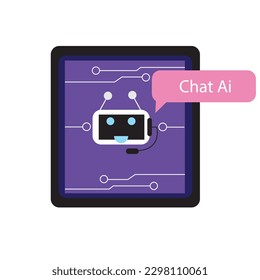 Chat aiConnection entre teléfono móvil y computadora a través del sistema inalámbrico. Chat con robots, conceptos de inteligencia artificial, tecnología del mundo moderno, 9 asistentes de negocios.