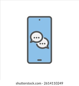 chat app filled outline icon. conversation color line illustration.