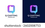 Chat app icon design. Initial letter Q logo with bubble speech chat icon illustration. Suitable for business, technology, company, internet, mobile, web. Vector illustration.