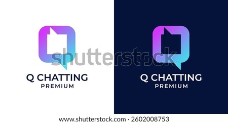 Chat app icon design. Initial letter Q logo with bubble speech chat icon illustration. Suitable for business, technology, company, internet, mobile, web. Vector illustration.