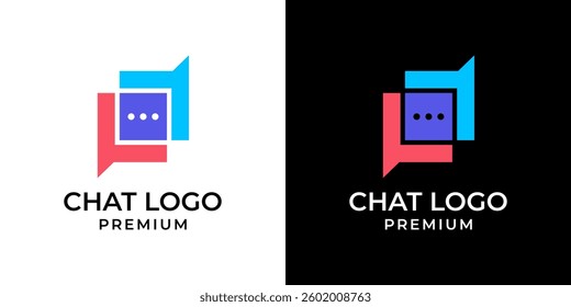 Chat app icon, discussion, consulting logo design vector. Overlapping chat logo. Conversation logo design with box chat vector illustration. Suitable for business, company, technology, internet