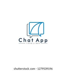 Chat app logo, communication icon vector