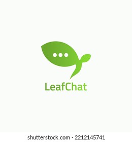 Chat App Logo With Green Leaf Shape.