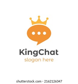 Chat app logo icon symbol with crown king design element for help center, talking, message