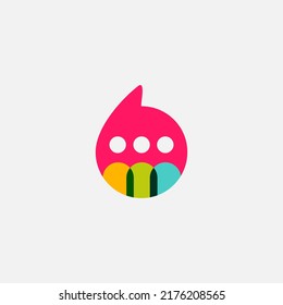 Chat app logo. People connect icon. Team sign