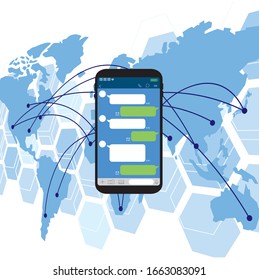 Imagen vectorial de aplicación de chat smartphone