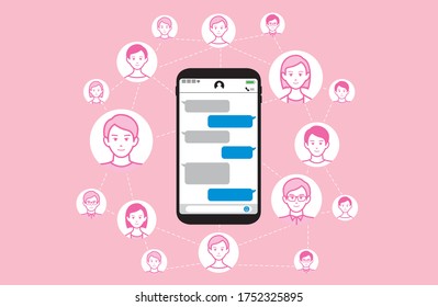 Chat app vector illustration smartphone