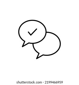 Chat and approved concept line icon. Simple element illustration. Chat and approved concept outline symbol design.
