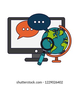 Chat around world with computer