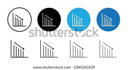 Chat arrow down icon Black line art vector logo set