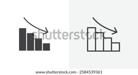Chat arrow down icons vectors illustrations in black fill and liner versions