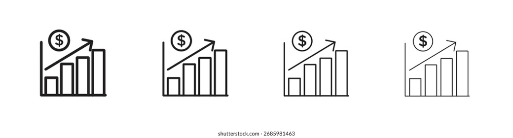 Gráficos del Vector del icono del crecimiento de la flecha. iconos negros del vector del estilo