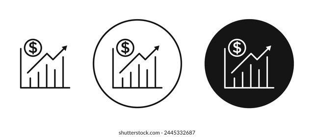 Chat Arrow Grow Line Icon Set. Increase Business Profit Vector Icon. High Sales Graph Icon for UI designs.