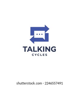 Chat arrow logo design concept. Negative space speech bubble icon vector illustration