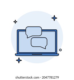 icono de globo de chat y portátil