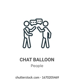 Chat balloon outline vector icon. Thin line black chat balloon icon, flat vector simple element illustration from editable people concept isolated stroke on white background