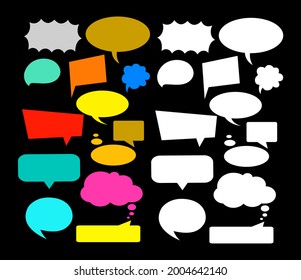 Chat balloon, speech bubble, talking, speaking icon set. Vector.