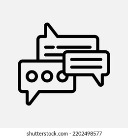 Icono de globos de chat en estilo de línea sobre comunicación, uso para presentación de aplicaciones móviles de sitio web