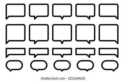 Chat balloons various shapes of plain color with black outline - Vector