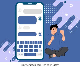 Chat bar in mobile phone app concept vector illustration 