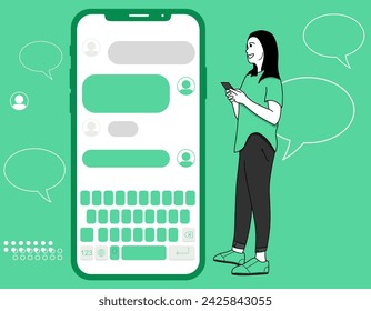 Barra de chat en ilustración vectorial de concepto de aplicación de teléfono móvil 