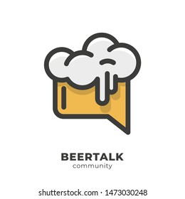 Chat & beer logo icon design template.