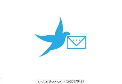 Chat bird logo template design vector