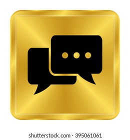 Chat - black vector icon;  gold button