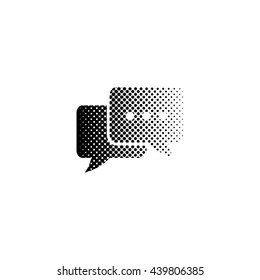 Chat - black vector icon ; halftone illustration