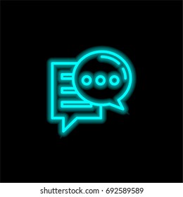 Chat blue glowing neon ui ux icon. Glowing sign logo vector