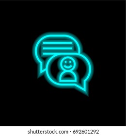 Chat blue glowing neon ui ux icon. Glowing sign logo vector