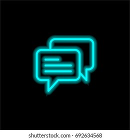 Chat blue glowing neon ui ux icon. Glowing sign logo vector