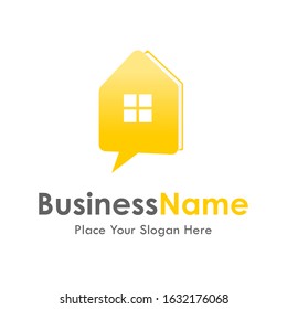 Chat book house vector logo template. Suitable for business, social and information