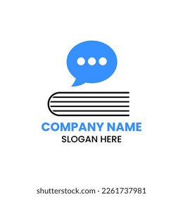 Chat Book Logo Design Concept With Book and Chat Icon Template